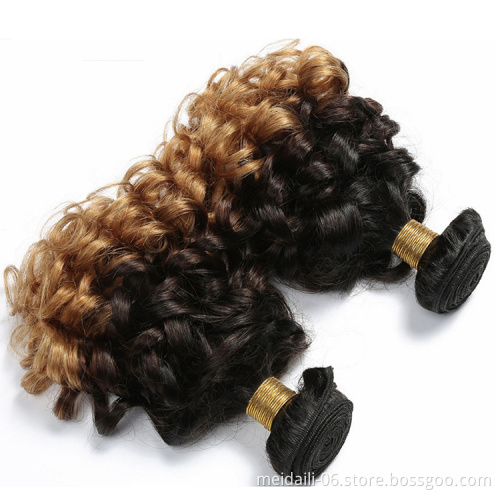 High Quality 8a Grade 1B/4/27 Ombre Brazilian Virgin Hair Spiral Curl Human Hair Bundles